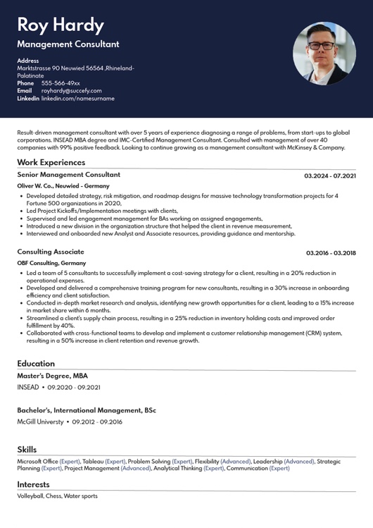 Brilla, an ATS-compatible resume theme designed for optimal applicant tracking system performance, showcasing a professional layout.