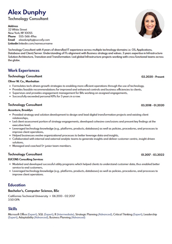 Wisey, an ATS-compatible resume theme designed for optimal applicant tracking system performance, showcasing a professional layout.